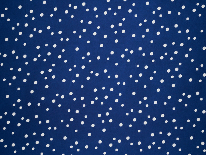 Denim blue polka dot print -  silky satin  Lightweight   fabric