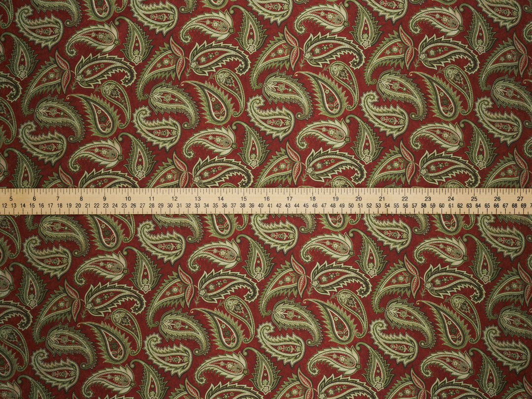 BEYLA  Rust Paisley - Satin Charmeuse Print - Fabric by the Yard –