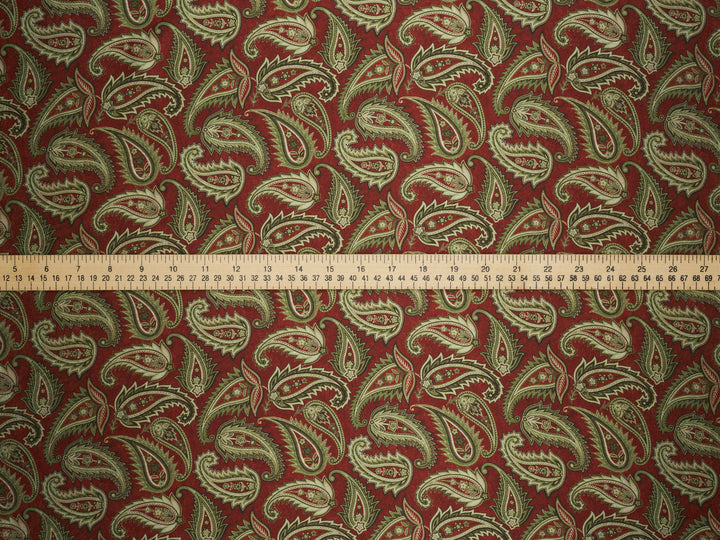 BEYLA  Rust Paisley - Satin Charmeuse Print - Fabric by the Yard –