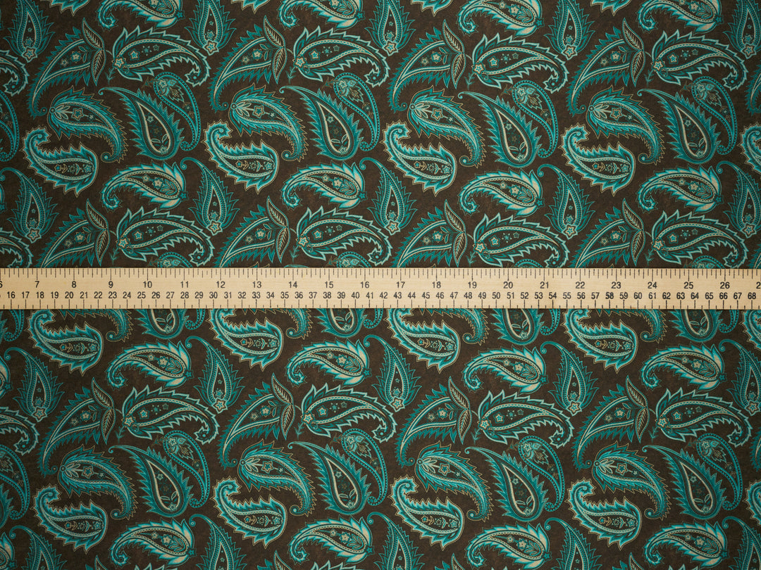 BEYLA Brown Pailsey Print -  Satin Charmeuse Fabric by the Yard –