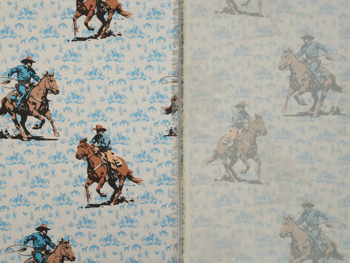 Cowboys And Cacti-  Silky Satin Charmeuse print - fabric by the yard -  sublimation print