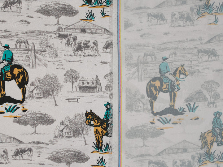 Cowboy’s Joy -  Silky Satin Charmeuse print - fabric by the yard -  sublimation print