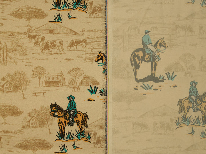 Cowboy’s Joy - Silky Satin Charmeuse print - fabric by the yard -  sublimation print