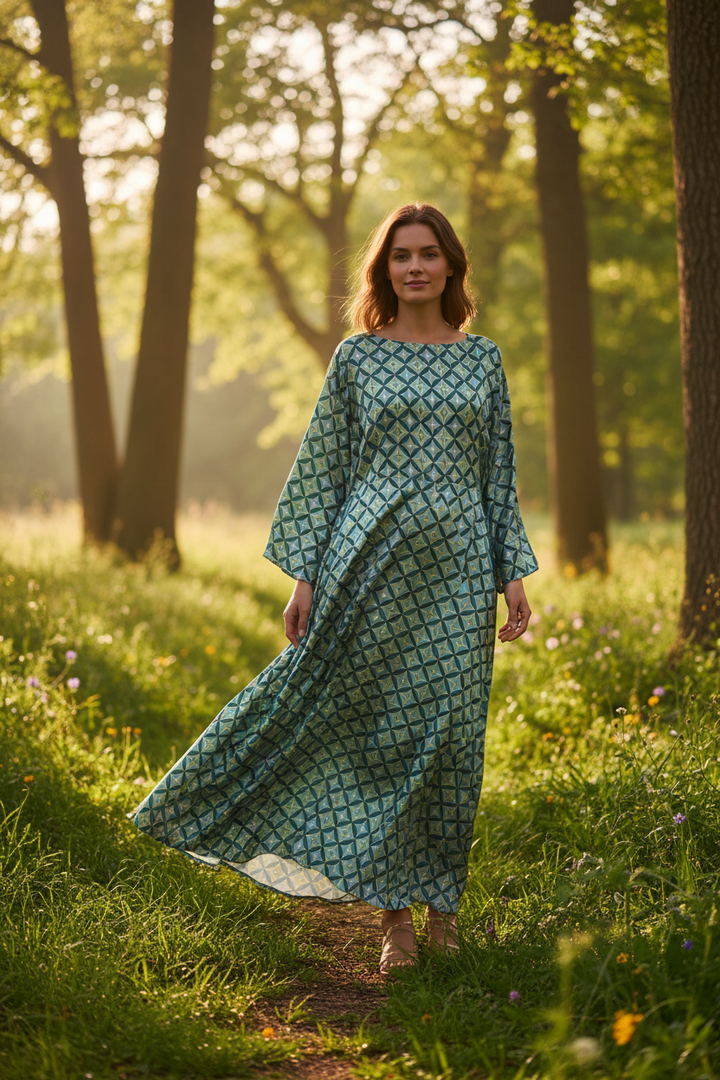 Flowy Dress Outdoors - Diamond Print