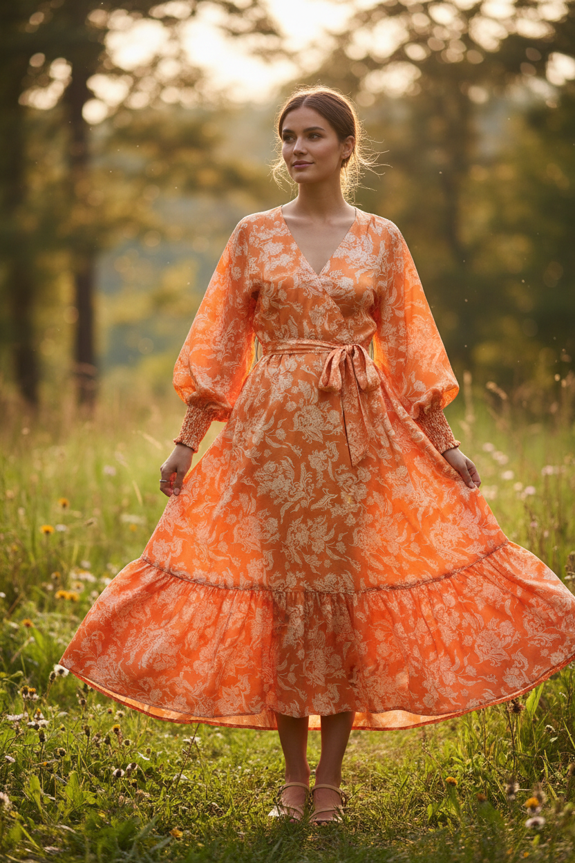 Flowy Dress Outdoors - Off-White Floral Paisley