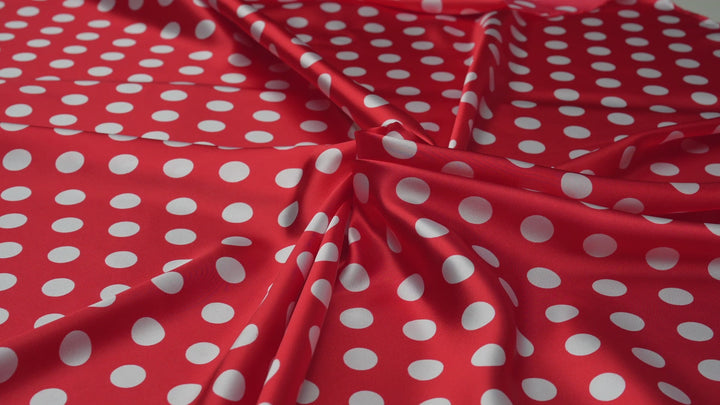 Charmeuse satin fabric by the yard  Polka dots print