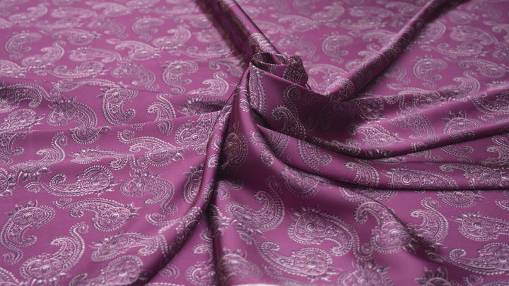 Charmeuse satin fabric by the yard -  MonSar exclusive   Spurs  paisley print