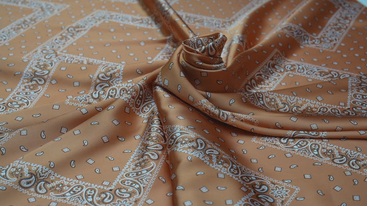 Charmeuse satin fabric by the yard - Classic Bandana paisley  print