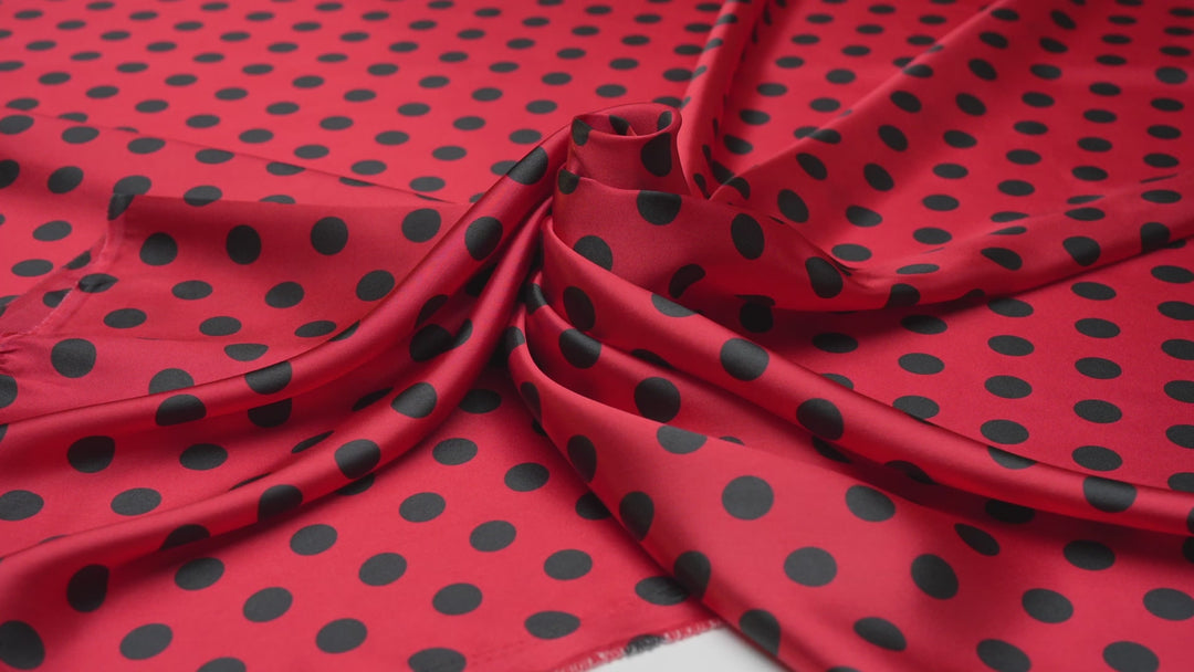 Charmeuse   satin fabric by the yard -  Polka  dots print