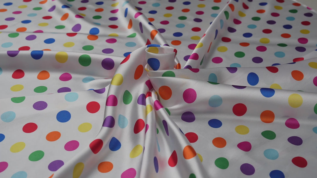 Charmeuse satin fabric by the yard Polka dots print