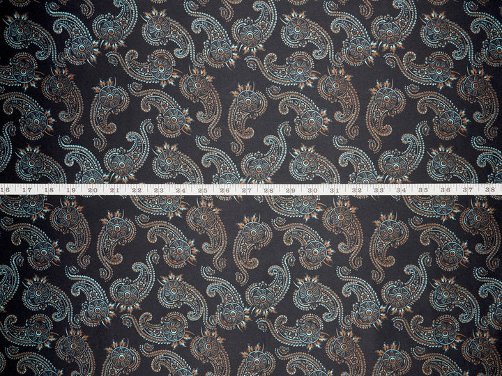 Charmeuse satin fabric by the yard -  MonSar exclusive   Spurs  paisley print