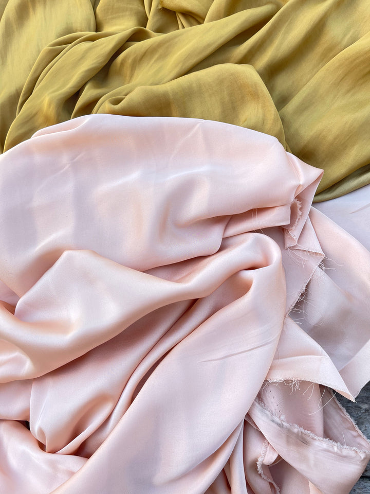 Lightweight satin fabric by the yard -  Light peach solid color