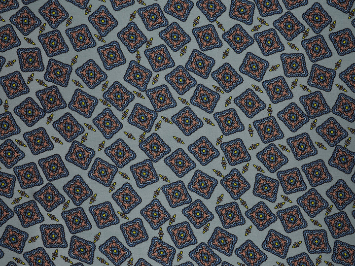 Charmeuse satin fabric by the yard -  Square motifs  print