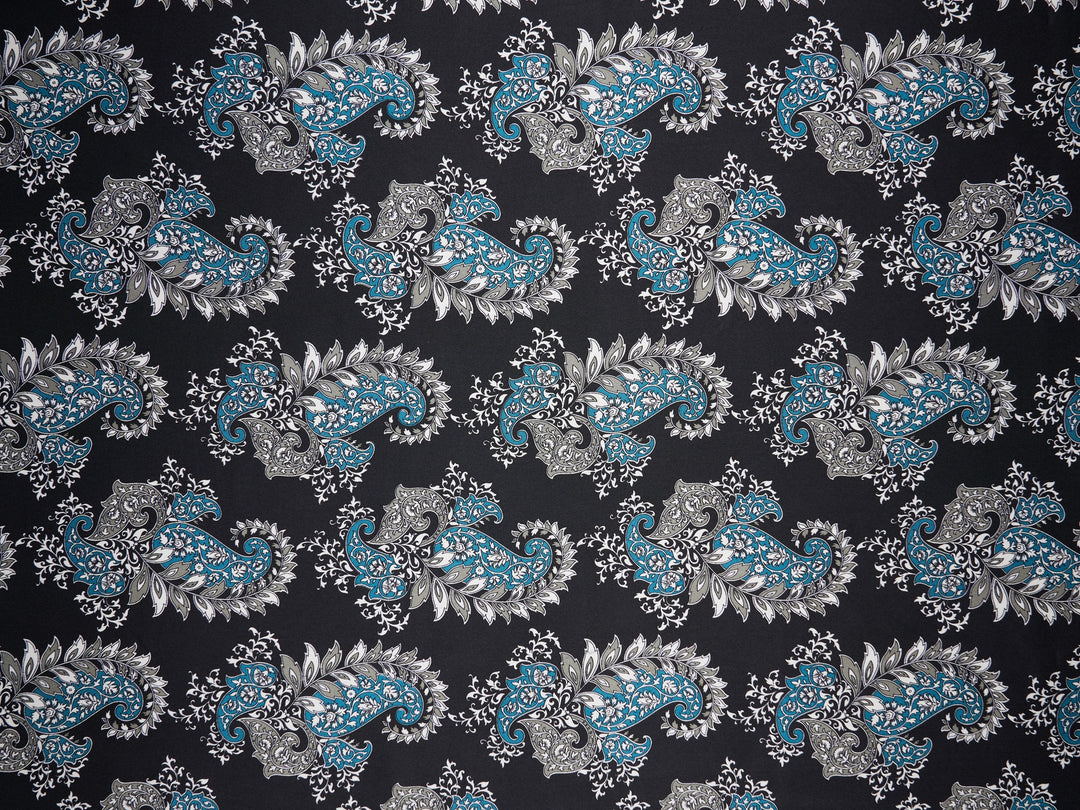 Charmeuse satin fabric by the yard -  MonSar exclusive  paisley print