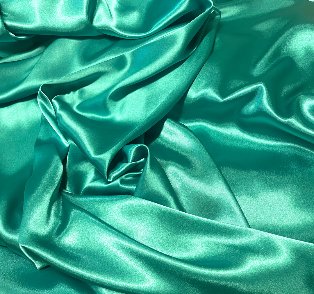 Charmeuse satin fabric by the yard -  Jade   solid