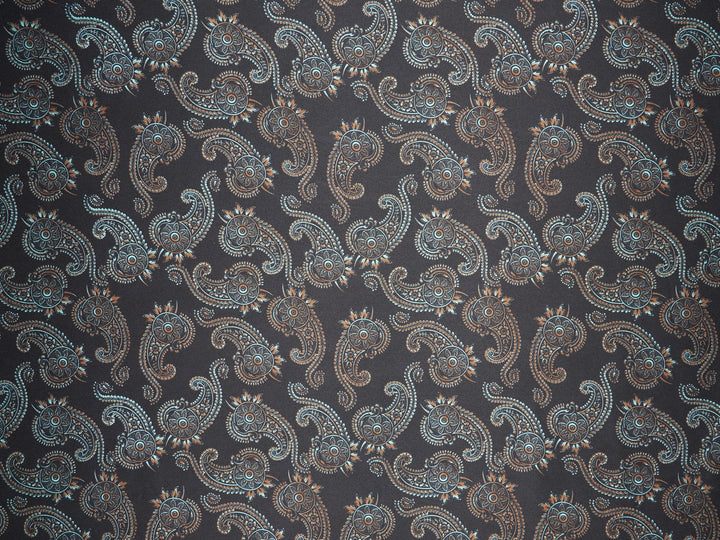 Charmeuse satin fabric by the yard -  MonSar exclusive   Spurs  paisley print