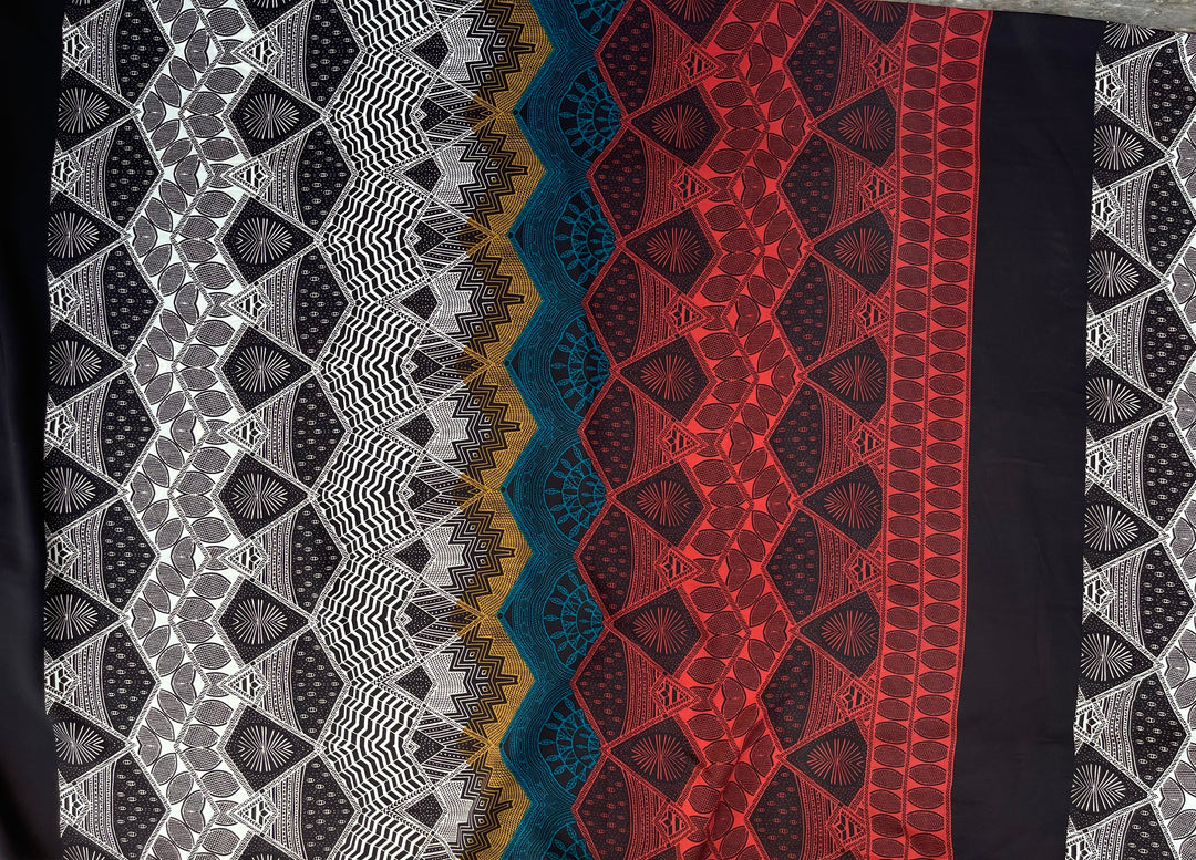 Woolpeach  fabric by the yard - Black rust turquoise  tribal aztec