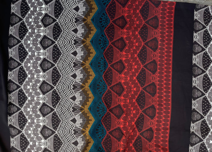 Woolpeach  fabric by the yard - Black rust turquoise  tribal aztec