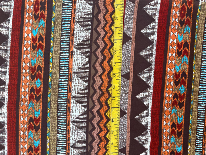 Woolpeach  fabric by the yard - Teal  brown burnt orange    tribal aztec