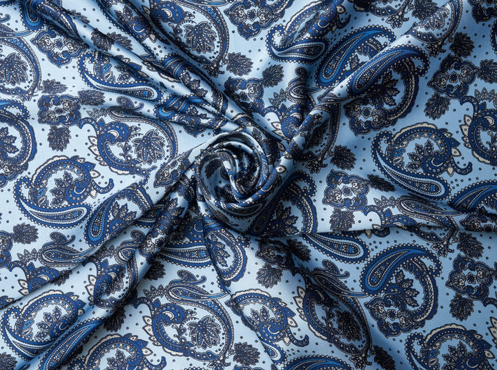 Charmeuse satin fabric by the yard -  MonSar exclusive  - Indian paisley print