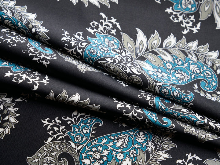 Charmeuse satin fabric by the yard -  MonSar exclusive  paisley print