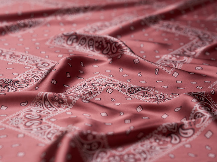 Charmeuse satin fabric by the yard - Classic Bandana paisley  print