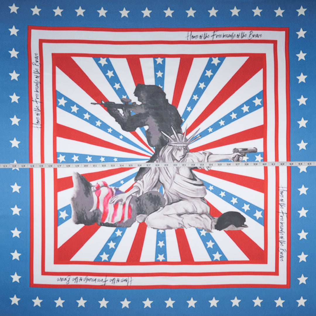 Home of the Free because of the Brave - Liberty Series - Charmeuse satin fabric by the panel -  - 36” x 36”  Printed panel