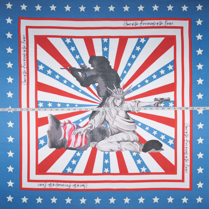 Home of the Free because of the Brave - Liberty Series - Charmeuse satin fabric by the panel -  - 36” x 36”  Printed panel