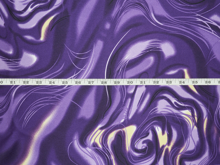 Charmeuse satin fabric by the yard - Purple and gold   print