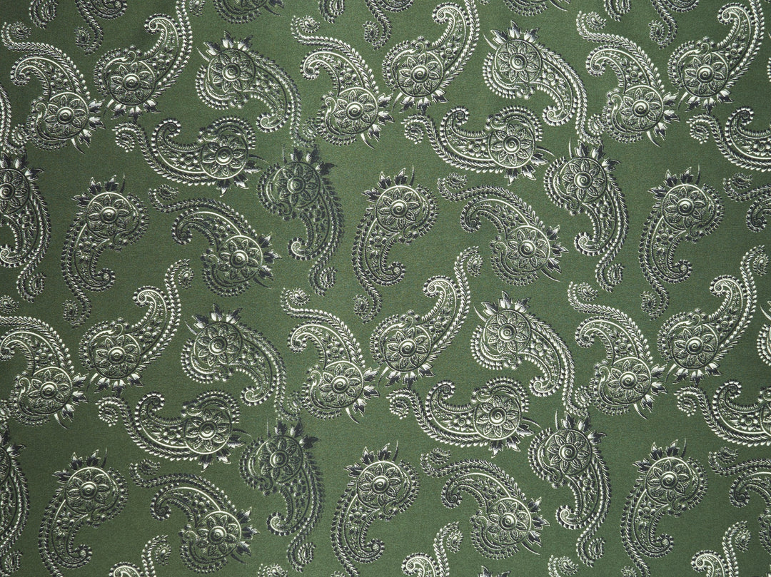 Charmeuse satin fabric by the yard -  MonSar exclusive   Spurs  paisley print