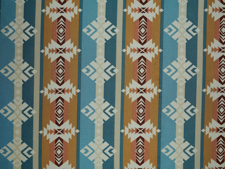 Charmeuse satin fabric by the yard -  Boho Tribal  print