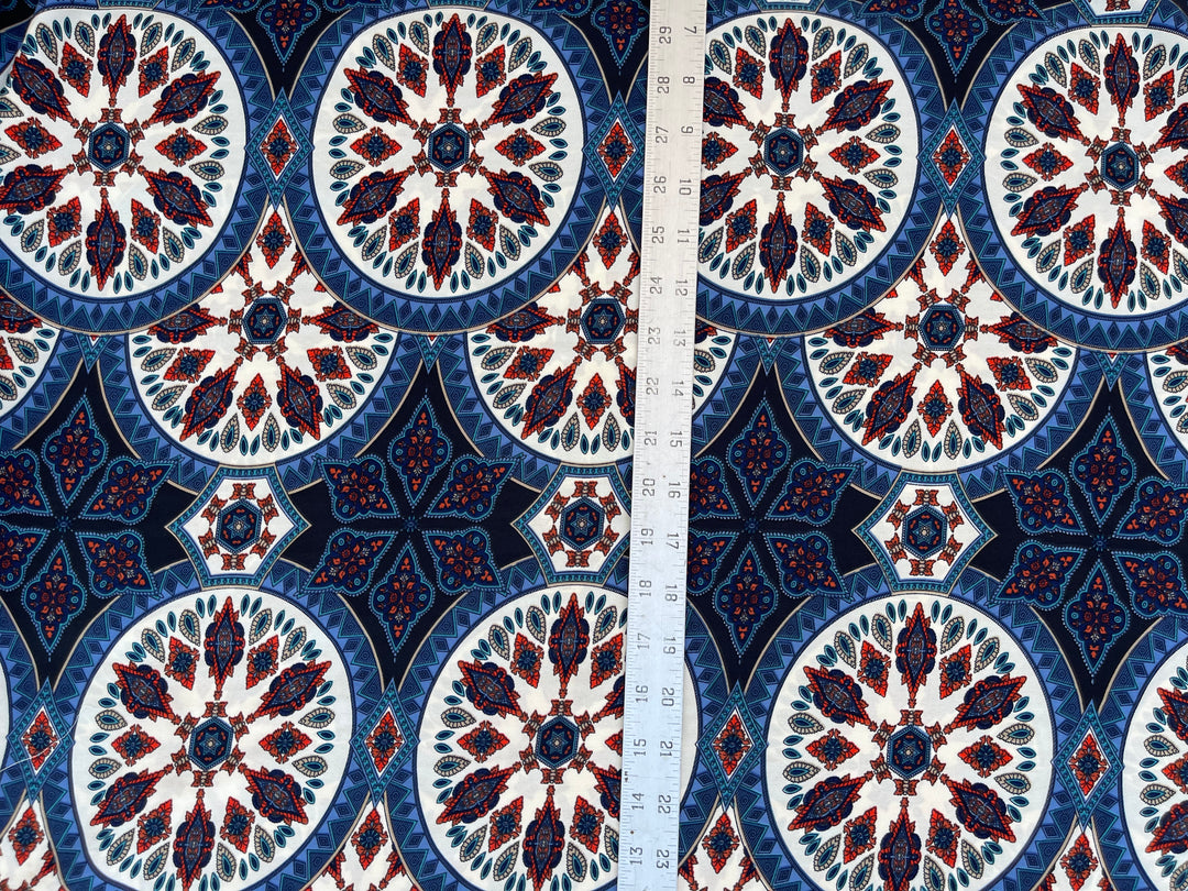 Woolpeach fabric by the yard - Navy  circles medallion print