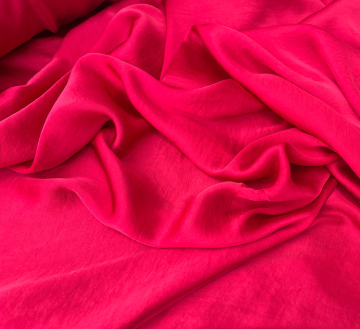 Lightweight  satin fabric by the yard - Red solid color