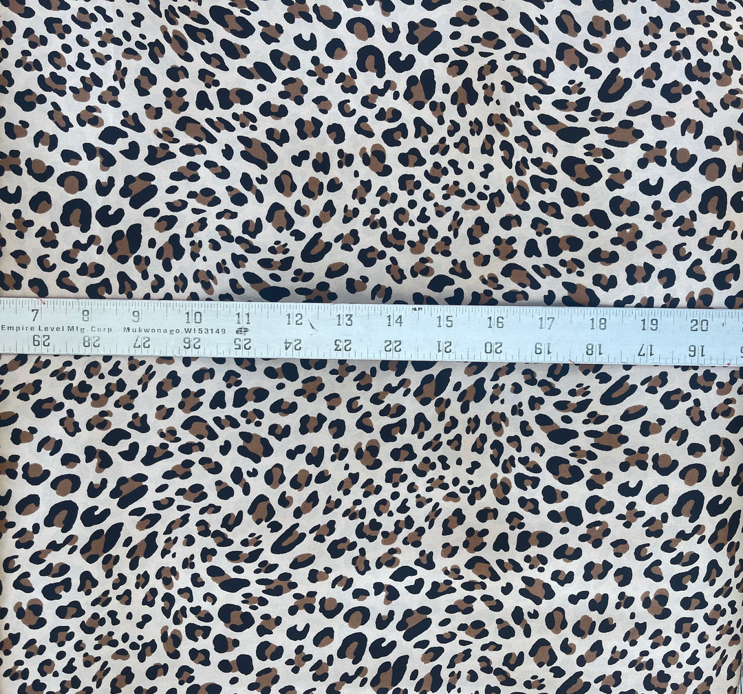 Lightweight  satin  fabric by the yard - Taupe brown  cheetah print