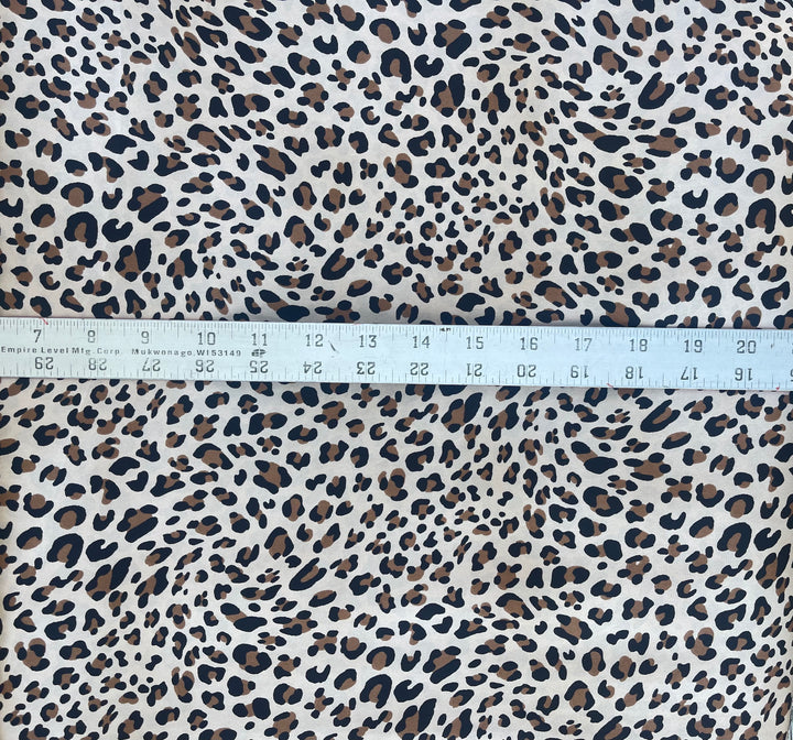 Lightweight  satin  fabric by the yard - Taupe brown  cheetah print