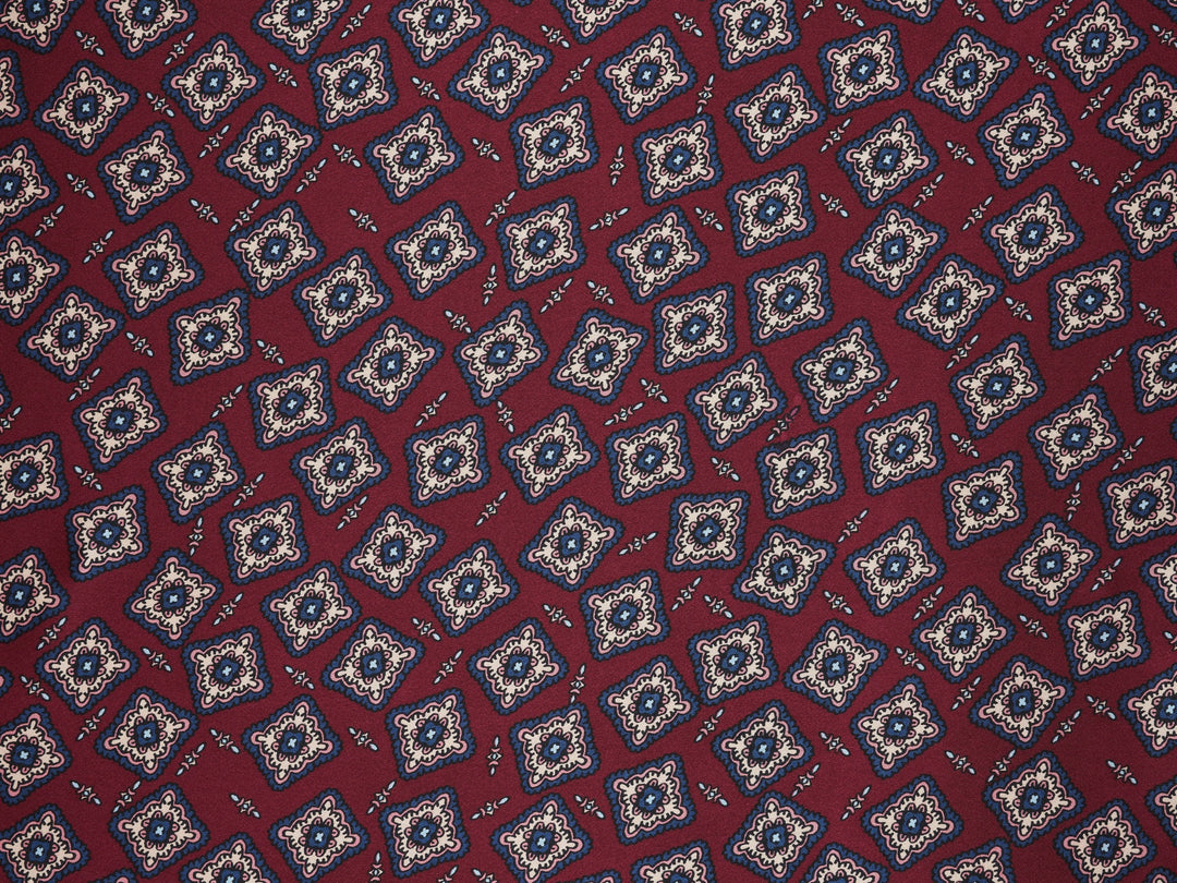 Charmeuse satin fabric by the yard -  Square motifs  print