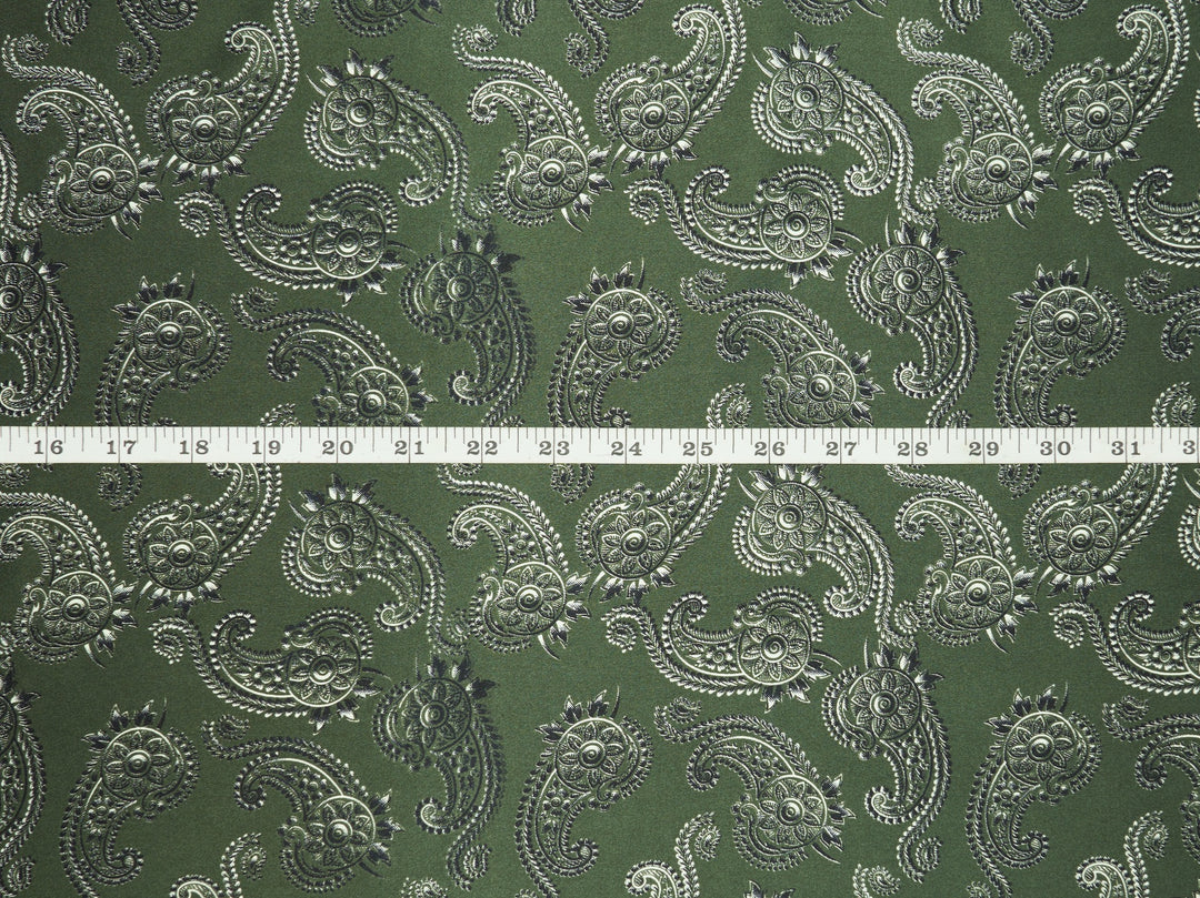 Charmeuse satin fabric by the yard -  MonSar exclusive   Spurs  paisley print