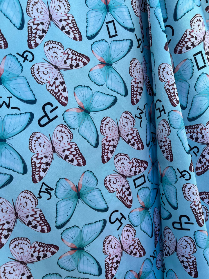 Charmeuse Satin sublimation  fabric by the yard -  Butterflies  and Brands  print