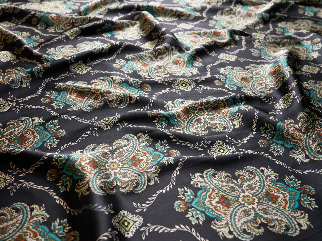 Paisley charmeuse satin fabric by the yard - MonSar exclusive print