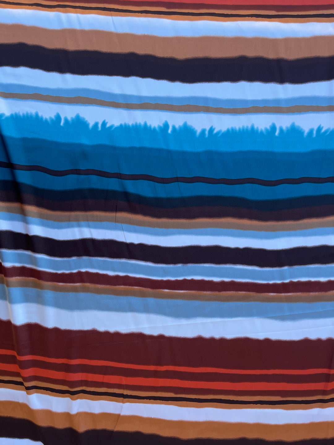 Charmeuse satin fabric by the yard  -  multi colored striped  print