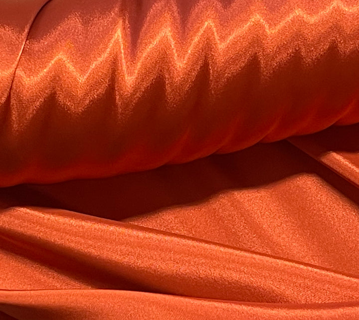 Charmeuse Satin fabric by the yard -  Rust solid