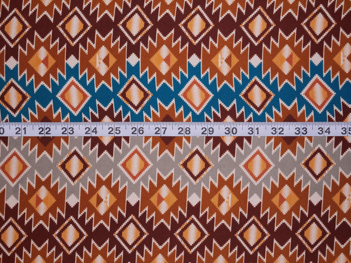 Charmeuse satin fabric by the yard - Mayan Sunset - tribal print