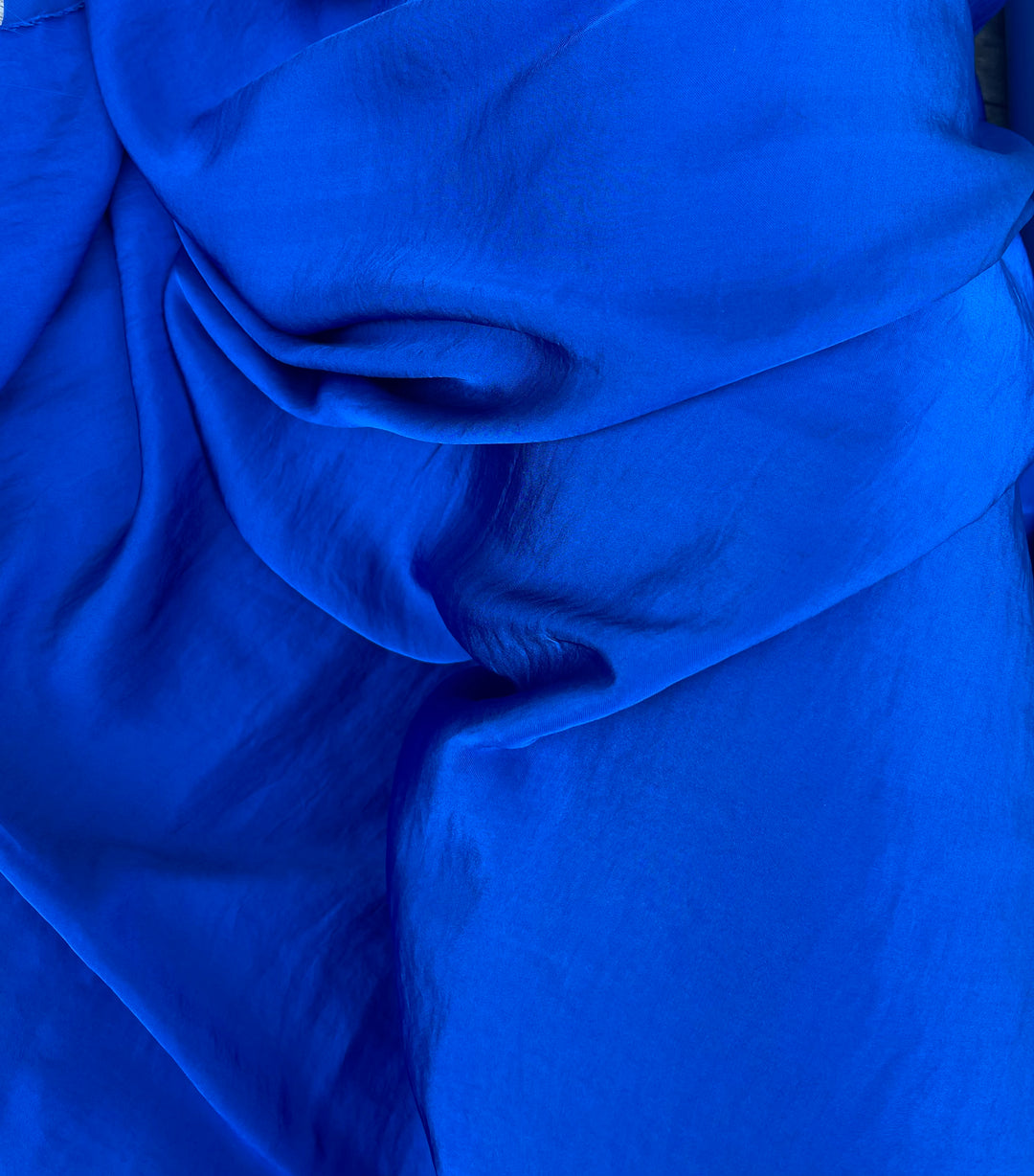 Lightweight  satin fabric by the yard - Royal blue solid color