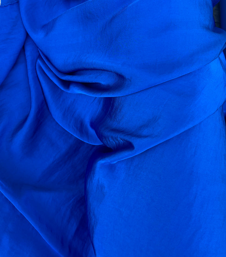 Lightweight  satin fabric by the yard - Royal blue solid color