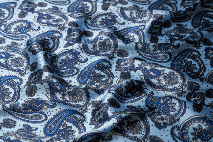 Charmeuse satin fabric by the yard -  MonSar exclusive  - Indian paisley print