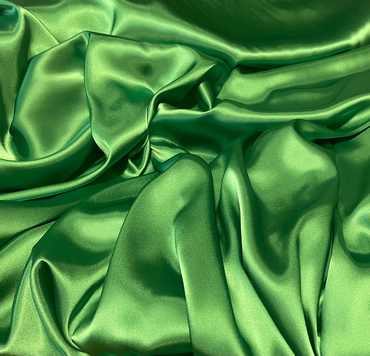 Charmeuse Satin fabric by the yard -  Emerald solid