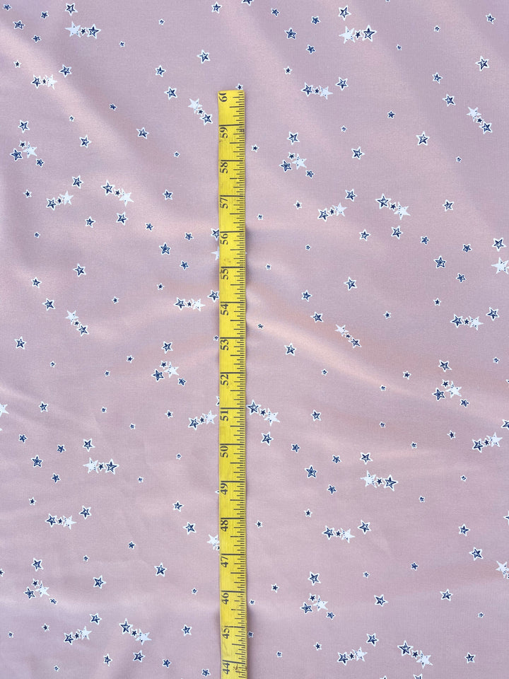 Woolpeach  fabric by the yard -  Blush pink with blue stars print