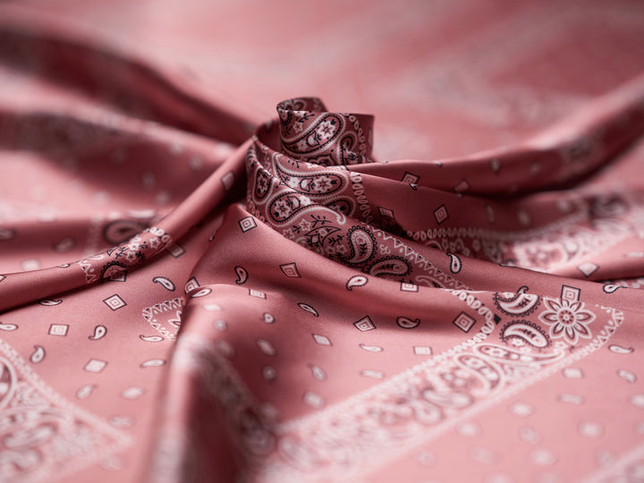 Charmeuse satin fabric by the yard - Classic Bandana paisley  print