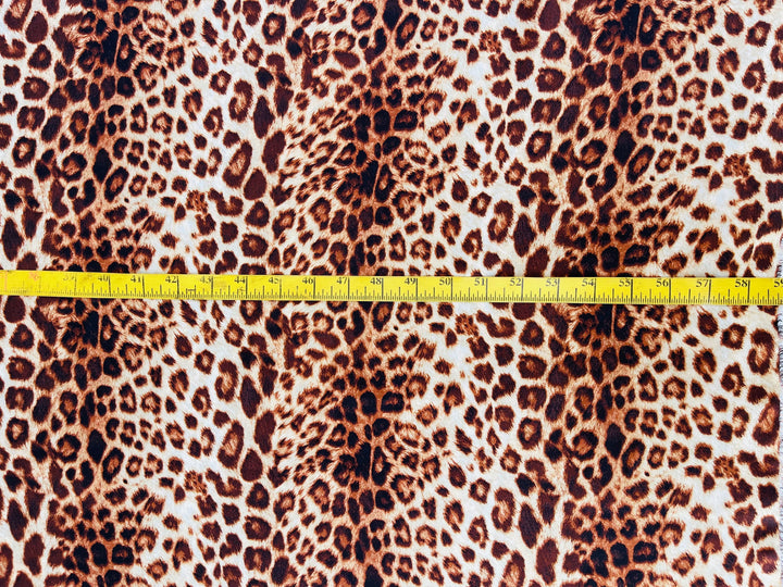 Lightweight  satin  fabric by the yard - Brown and bronze animal  print