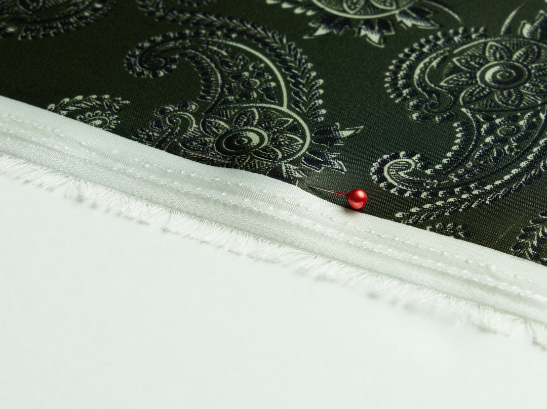 Charmeuse satin fabric by the yard -  MonSar exclusive   Spurs  paisley print